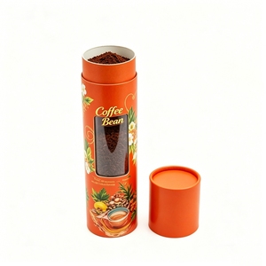 Custom Food Grade Round Kraft Cardboard Cylinder Paper Tube Packaging with Clear PVC Window for <b>Coffee</b> <b>Beans</b> Organic Tea Nuts - Product Image 3