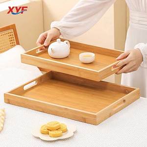 Juego de Bandejas Rectangulares de Madera al por Mayor, Bandeja de Servicio de Bambú, Bandejas de Servicio con Asa - Product Image 2