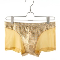 Caleçon en maille sexy avec strass brillant personnalisé pour hommes Caleçon respirant avec ceinture élastique Short transparent