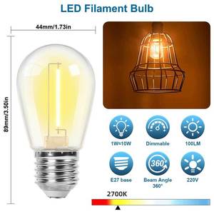 Ampoule LED en plastique S14 E27 2700K Lumière chaude Filament Edison Guirlande lumineuse Utilisation en extérieur - Product Image 4