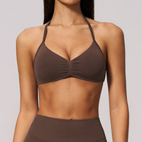 Soutien-gorge de yoga pour femme avec bretelles fines sans coutures et froncées pour l'entraînement de Pilates, soutien-gorge de sport respirant et absorbant la transpiration