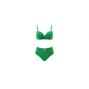 Costume da bagno intero HDJ Plus Size verde con scollo incrociato, push-up e vita alta, per donna SQ66365 - Product Image 4