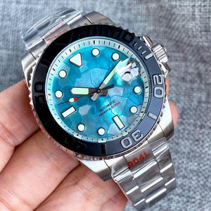 Montre de plongée de luxe pour hommes 40mm Tandorio Ice Blue MOP Dial White Chapter Ring Jubilee Bracelet, Cyclops NH35 Mechanism - Product Image 1