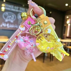 Hot Selling Quicksand Bottle Acrylic Mobile Keychains Student Bag Lovely Lollipop Liquid Key Chain - Product Image 3
