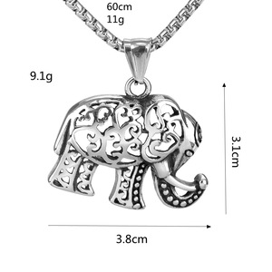 จี้รูปช้างสแตนเลสสำหรับผู้ชาย ดีไซน์แบบโปร่ง สร้อยคอพร้อมจี้รูปสัตว์ ของขวัญ - Product Image 5