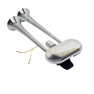 Klaxon à air universel à double tube 12V 24V pour camions Auman Sinotruk Howo Dongfeng Tianlong, plaqué argent - Product Image 1