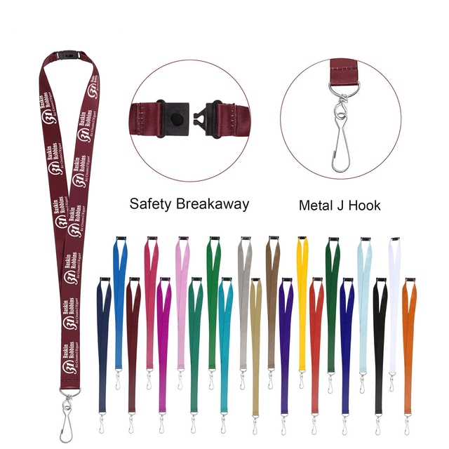 3/4" Full Color Sublimation Printed Customizable Eco-Friendly Polyester Lanyard with J Hook and Breakaway