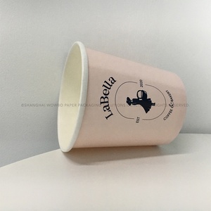 Gobelets à café jetables en papier à double paroi écologiques imprimés avec une silhouette d'arbre <span class=keywords><strong>LaBella</strong></span> Coffee & Bakery, couleur rose clair, vente en gros - Product Image 6