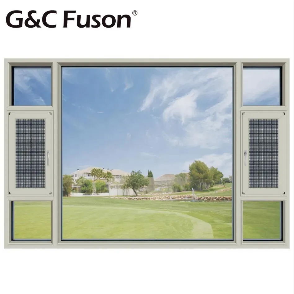 Fuson 2023 Portes cintrées de style américain de haute qualité pour la maison Fenêtre à double battant en verre avec moustiquaire