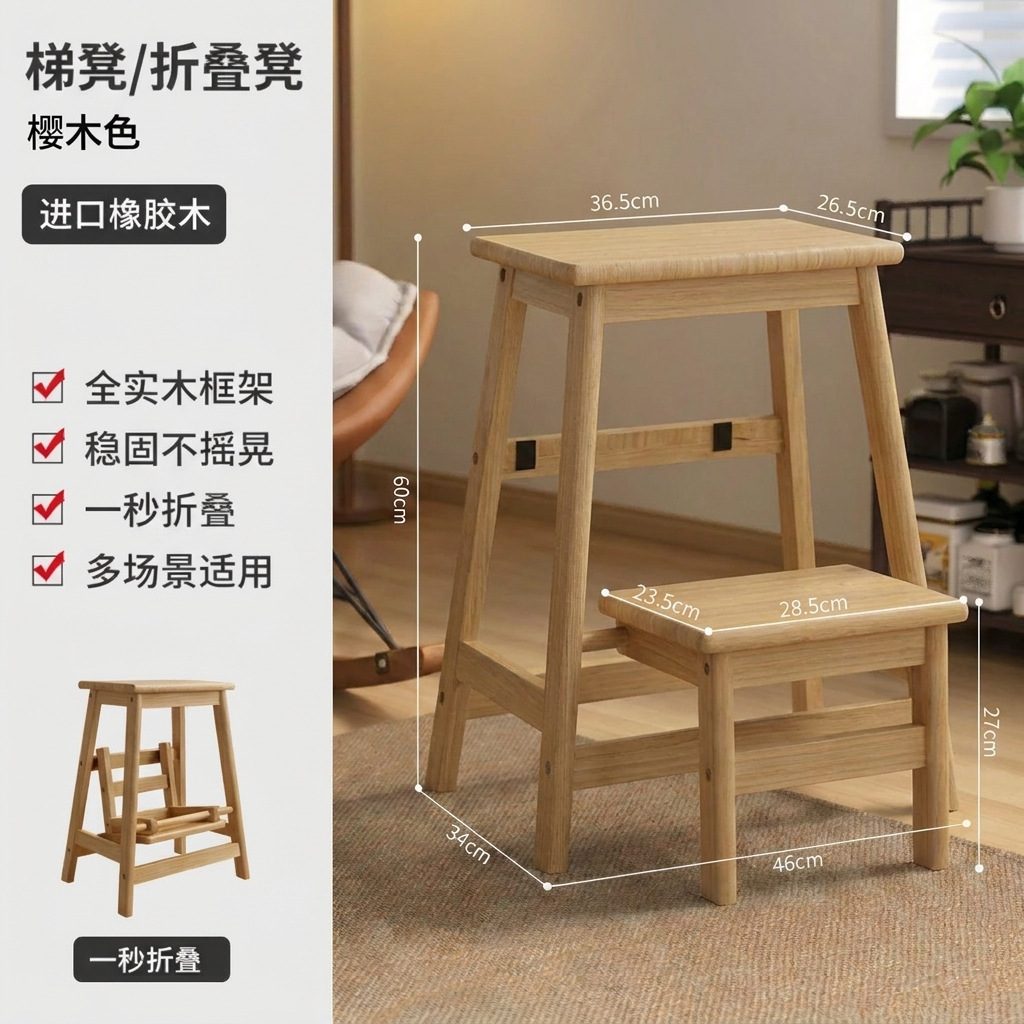 [Sakura wood color] Folding two-step stool
