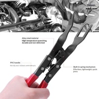 Pince à déclipser les attaches en plastique de type presse pour l'intérieur des voitures, les panneaux de porte, les systèmes audio - Outil de démontage des rivets en acier rouge/noir