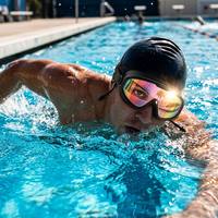 Gafas de Natación Profesionales Antivaho con Protección UV, Material de PC, Impermeables, de Alta Definición, Tapones para los Oídos, Colores Vibrantes, Montura Grande