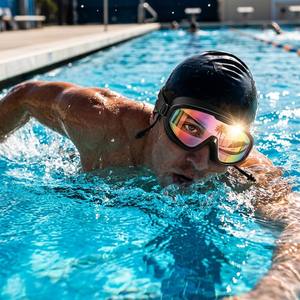 Occhialini da Nuoto Professionali Antiappannamento con Protezione UV, in Materiale PC, Impermeabili, Alta Definizione, Montatura Grande, Lenti a Specchio Integrate - Product Image 5