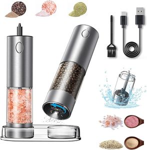 Molino Eléctrico Recargable de Sal y Pimienta Automático, con 6 Ajustes de Grosor, Gran Tamaño, en Oferta - Product Image 1