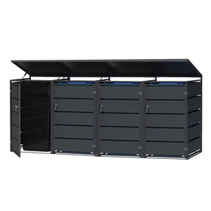 240L Large Capacity Outdoor Trash <strong>Bin</strong> High-End Galvanized Sheet Waste Container with Lid in <strong>Coal</strong> Gray Color - Product Image 1