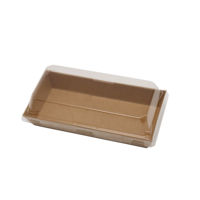 Plateau d'emballage pour sushis en papier kraft écologique, sans colle, étanche, avec couvercle