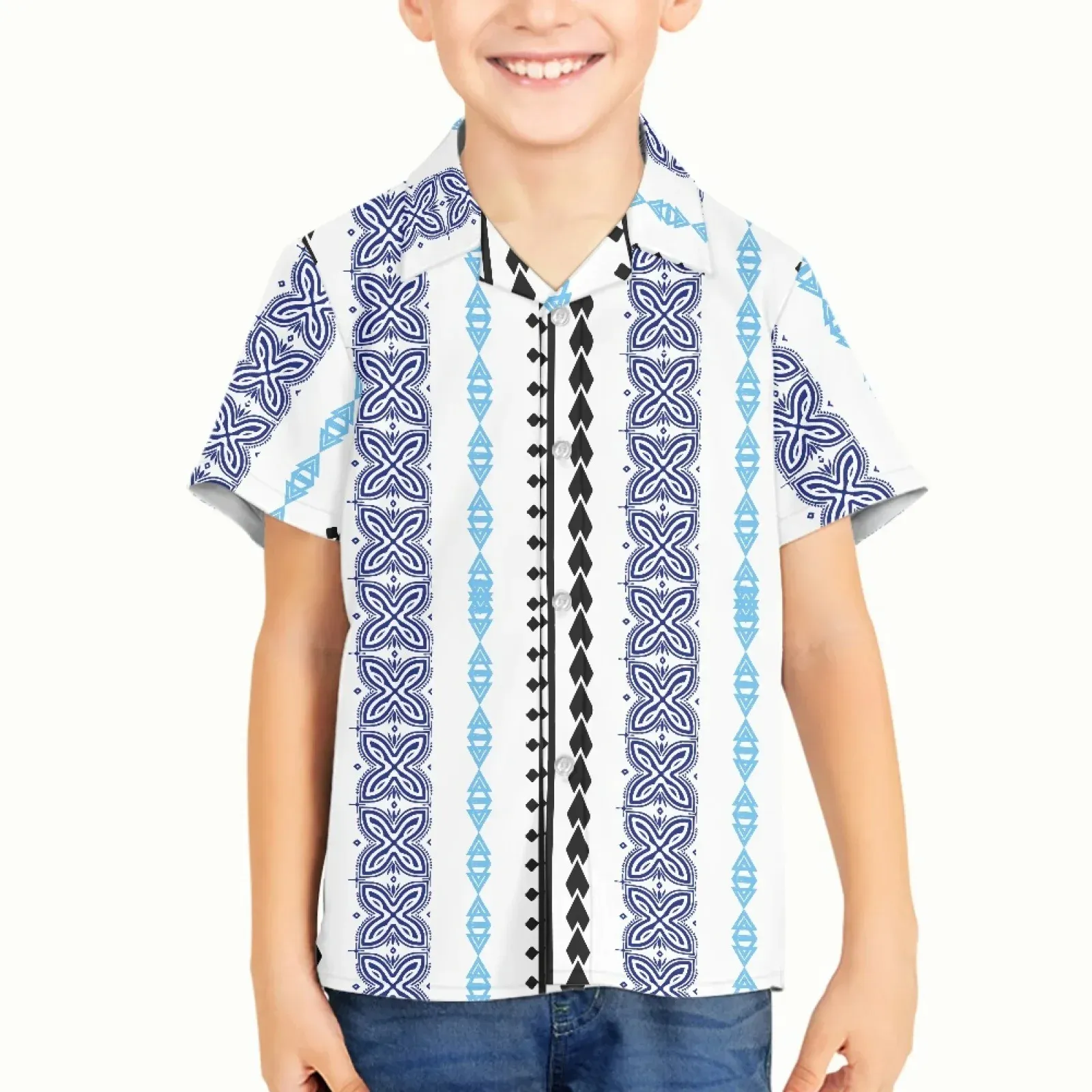 Fijian Tattoo Prints Children Baseball Jersey Active Shirt Uniform for Boys Girls Polynesia Summer Kid Shirts Family HOT Clothes