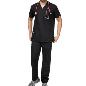Vesbhusha <b>Scrubs</b> Top Unisex Summer Plus Size V Neck Casual Short Sleeve Basic Work Shirt Nursing Uniform <b>Scrub</b> <b>Sets</b> - Product Image 3