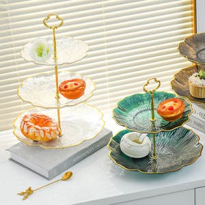 Luxury Fruit Platter 3 Tier Plastic Dessert Stand For Living Room Coffee <b>Table</b> Snack Candy Display New Chinese Style - Product Image 1