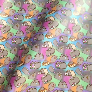 Shaoxing Fabrik Großhandel Maßgefertigtes Logo Designer PU Grauer Katzen-Cartoon Bedruckter Vinyl-Stoff für Stuhl-Möbel Wasserdicht - Product Image 2