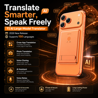 Écouteurs Traducteurs Intelligents T1 AI : Traduction en Temps Réel, Enregistrement en Ligne et Hors Ligne, 150 Langues, Sans Fil, pour Affaires et Voyages, Noir