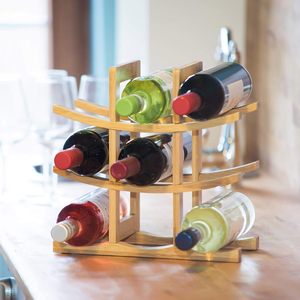 Solid Wood Wine <b>Rack</b> 3 Tier Countertop Storage Display <b>Rack</b> For <b>Kitchen</b> Living Room - Product Image 2
