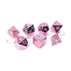 Venta de Fábrica: Juego de Dados Poliédricos de Acrílico para Juegos de Rol (D&D) de 7 Piezas, con Acabado Mate y Baño de Oro Rosa - Product Image 1