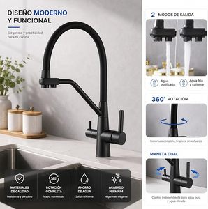 <span class=keywords><strong>Rubinetto</strong></span> da <span class=keywords><strong>Cucina</strong></span> a 3 Vie per Osmosi (Moderno, Cromato) |   Acqua Calda e Fredda |   Acqua Purificata |   Latone massiccio |   Compatibile con l'osmosi - Product Image 1