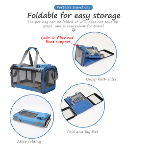 PRODIGY PCB02 Transportín extensible para mascotas Asiento de coche para mascotas Bolso Aprobado por la aerolínea Transporte plegable de viaje para gatos con almohadilla lateral suave - Product Image 3