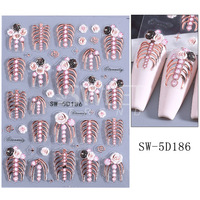 5D en relief main doré crâne Halloween ongles autocollants décalcomanies manucure gothique ongles autocollants pour Nail Art