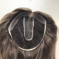 Topper pour femme en cheveux humains vierges bruts 100% naturels, qualité supérieure, avec base en filet et dentelle, couleur méché, pièces capillaires