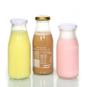 Botol Minum Kaca 10Oz, Tempat Minum Kopi Jus Susu Kopi Bening dengan Tutup Lubang 300Ml 10Oz