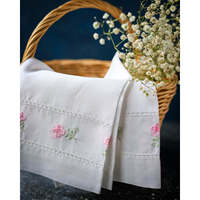 Lot de torchons de cuisine Cristinabologna 100 % coton et lin, broderie carrée rose en relief, microfibre douce, en stock, 0g