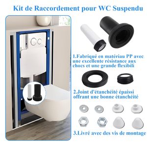 Kit de Tubería de Conexión para Inodoro Suspendido, Drenaje de 90 mm, Tubería de Descarga de 45 mm con Juntas y Accesorios de Montaje - Product Image 5
