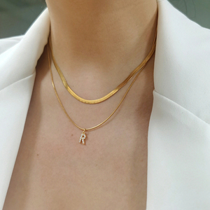 Collana Emanco Fashion Impermeabile in Acciaio Inossidabile Placcato <span class=keywords><strong>Oro</strong></span> con Iniziale Alfabetica (26 Lettere) a Catena a Serpente per Donna, Idea Regalo - Product Image 4