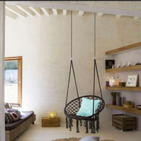 Hamac en macramé en coton tissé à la main, chaise suspendue, chaise balançoire pour utilisation en extérieur, patio, jardin, beige