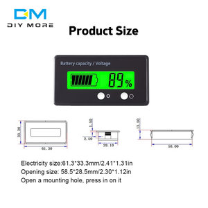 Brandneuer 8-120V LCD Säure-Blei-Lithium-Batterie-Kapazitätsanzeiger Voltmeter Spannungsprüfer GY-6S - Product Image 3