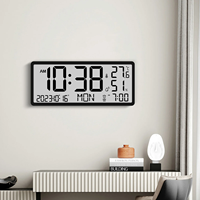Offre Spéciale Grande horloge murale numérique Jumbo LCD Horloge de table avec humidité de la température extérieure intérieure