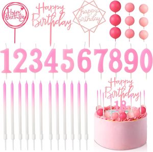 34 Pcs Gradient Birthday Candles Kits-Mix deux couleurs Long Thin et Numeral Birthday Cake Candle with Ball Birthday Cake Topper - Product Image 6