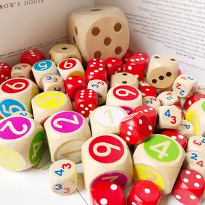 Custom Large Wooden Dice Colorful Multi-Color Point Number Game Toys Diverse Multi-Color Options