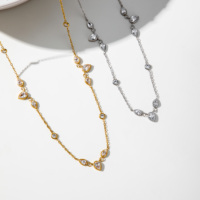 Collier YF7070 de haute qualité en acier inoxydable plaqué or 18K PVD, étanche, avec breloques en zircon blanc en forme de goutte d'eau