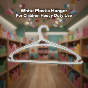 <b>White</b> Plastic Hanger For Children Heavy Duty Use - Product Image 3