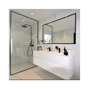 China supplier clear tempered glass shower door with flat polished edge toughened glass