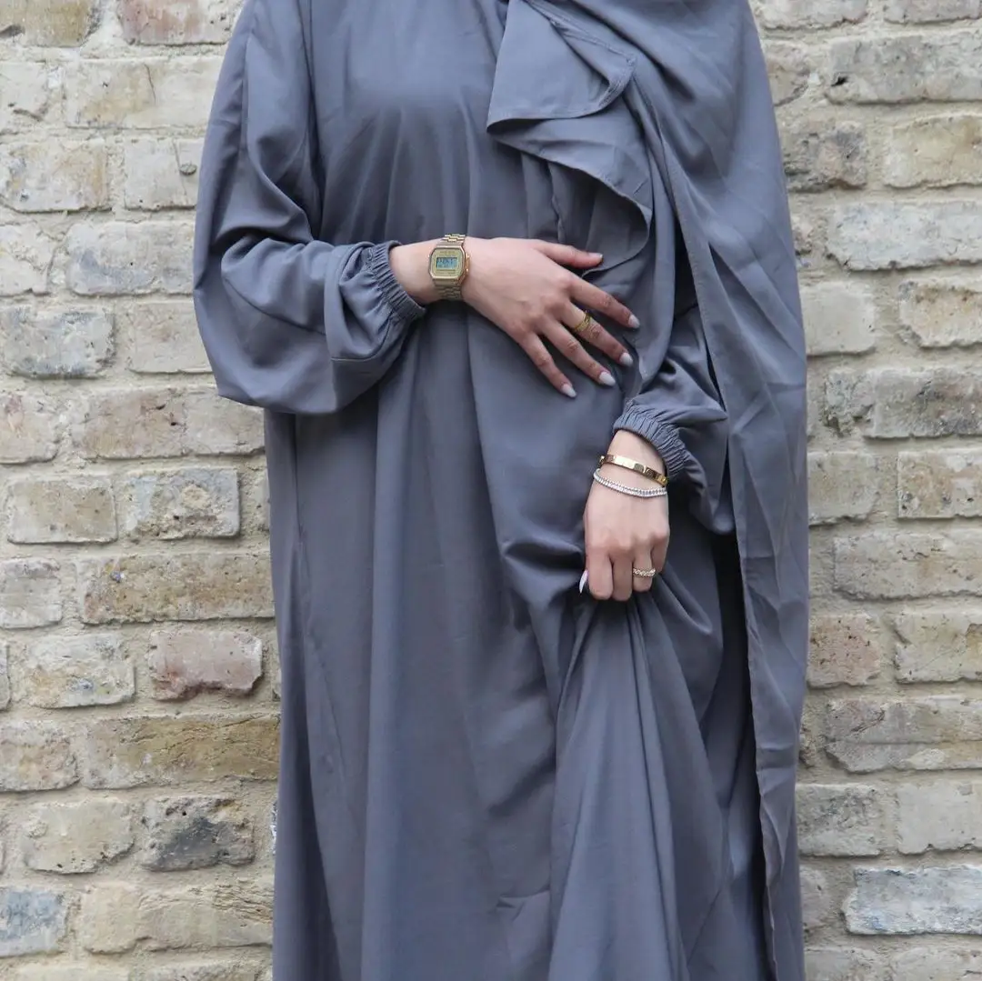2022 Grosir Pakaian Islami Gaun Doa Panjang Hijab Terpasang Polos Longgar Abaya Wanita Muslim Dress Jilbab