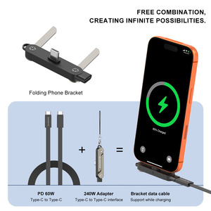 <span class=keywords><strong>Cavo</strong></span> Dati in Nylon con Supporto Staccabile e Pieghevole, Ricarica Rapida 240W 60W USB C Tipo C per <span class=keywords><strong>Caricabatterie</strong></span> <span class=keywords><strong>iPhone</strong></span> - Product Image 2