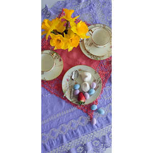 Daniele F. Set Three Eco-Friendly Burano Lace Doilies Coral <b>Placemats</b> <b>Wood</b> Polyester Dining Room Food Serving Ornamental Pattern - Product Image 6