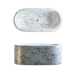 <span class=keywords><strong>Baignoire</strong></span> ovale autoportante en marbre blanc de Carrare poli, fabriquée à la main par Dougbuild Factory, surface solide naturelle, produit très demandé - Product Image 1