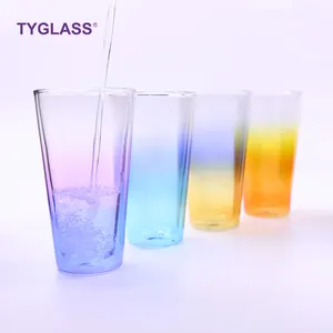 Factory Directly Provide color heat resistant reusable double wall glass coffee cup