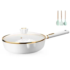 Hot Selling Non-Stick Fry Pan Kitchen Utensils Non-stick Multifunction Wok No Chemical Coating 28CM Ceramic Frying Pan With Lid