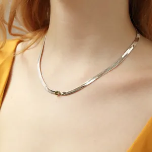 Fine Jewelry Italian Herringbone 925 Sterling Silver Snake Chain Necklace